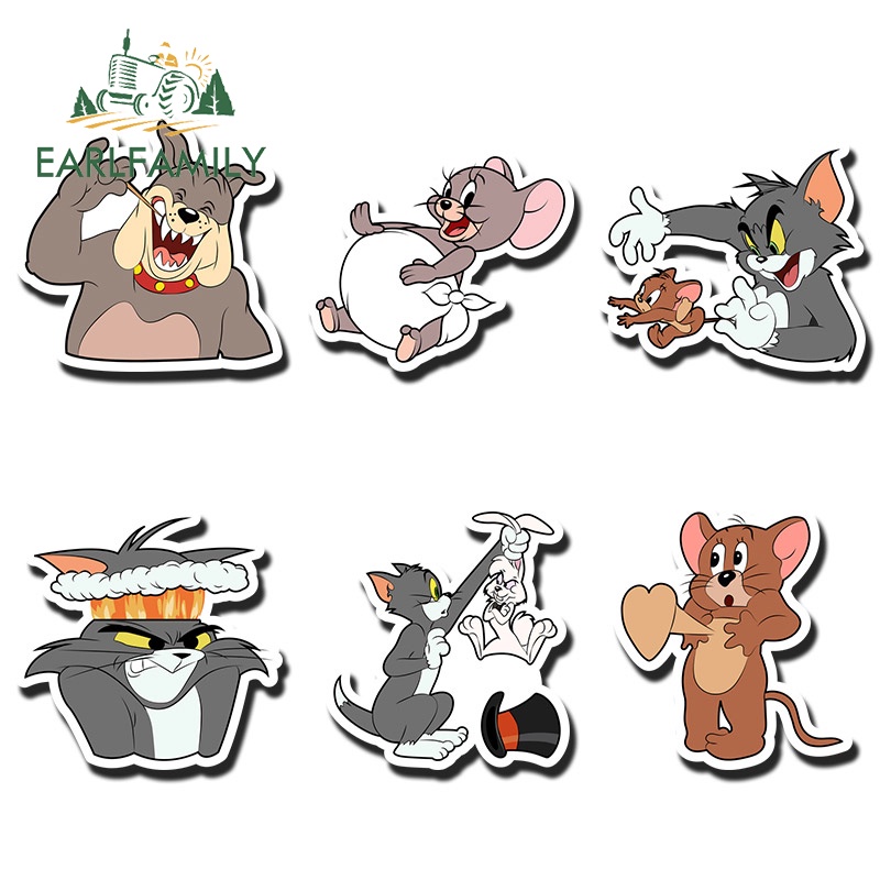 Sticker Dán Kính Chắn Gió Xe Hơi Hình Hoạt Hình Tom and Jerry 13cm Chống Nước Chống Trầy Xước