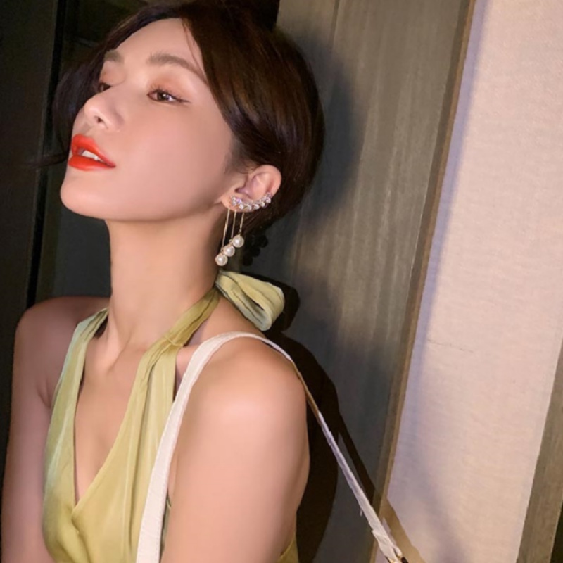 Bông Tai Dáng Dài Đính Ngọc Trai Sang Trọng Thời Trang Cho Nữ