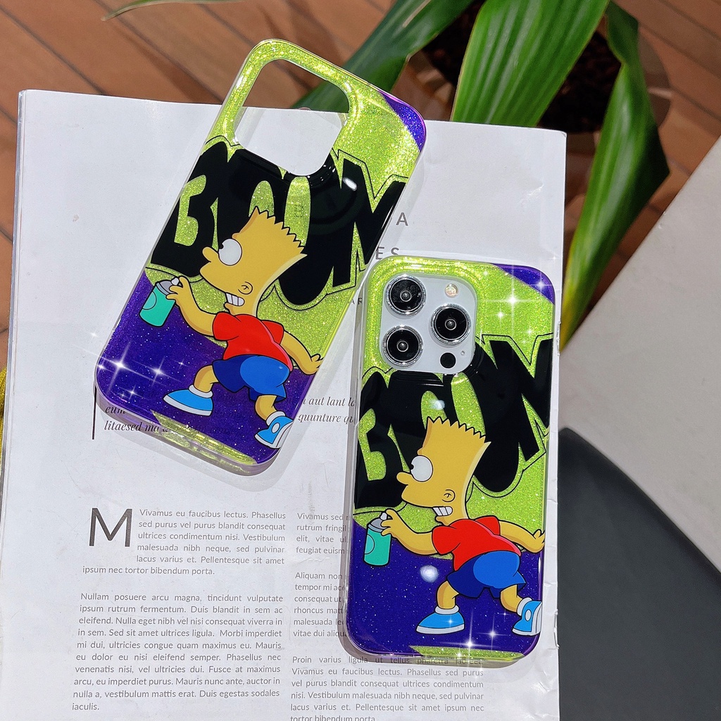 Ốp Điện Thoại TPU Mềm Trong Suốt Hai Mặt Họa Tiết Simpson Cho iPhone 12 13 14 Pro Max