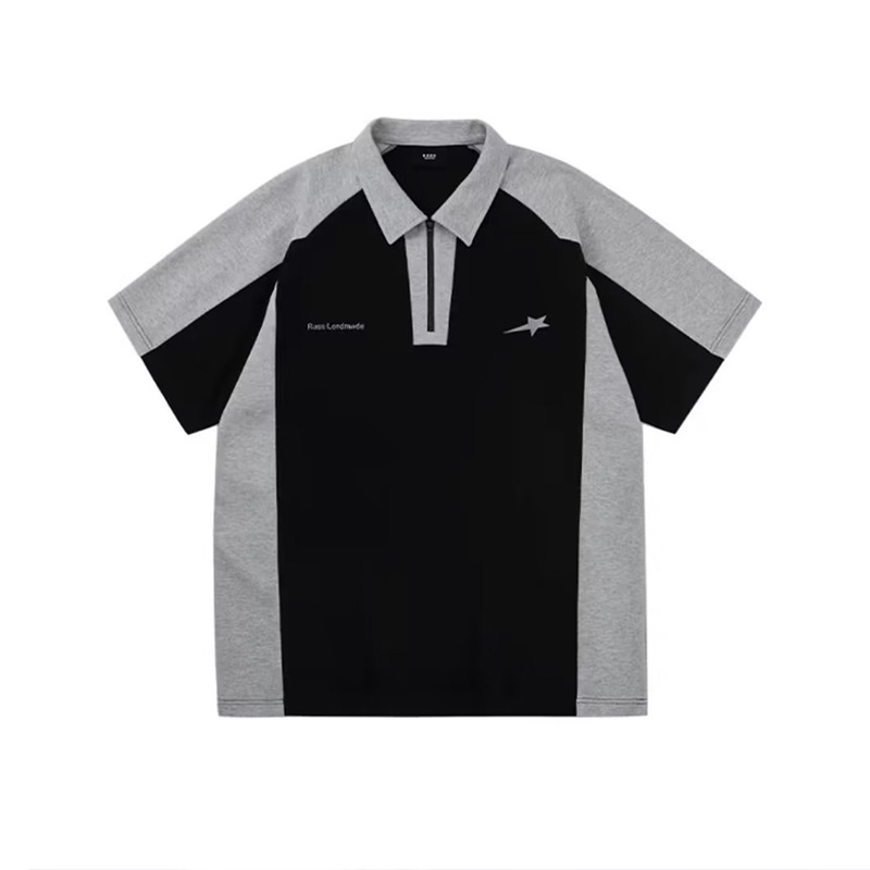 Áo polo Mỏng Dáng Rộng Ghép Màu Tương Phản Phong Cách Mỹ Cổ Điển Thời Trang Mùa Hè Hàng Mới Dành Cho Bạn Nam