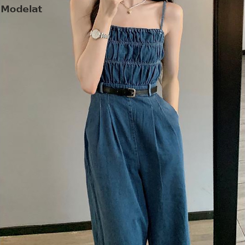 Mfc Jumpsuit Denim Dáng Rộng Đơn Giản Dễ Phối Đồ Mùa Hè Phổ Biến Cho Nữ Giới