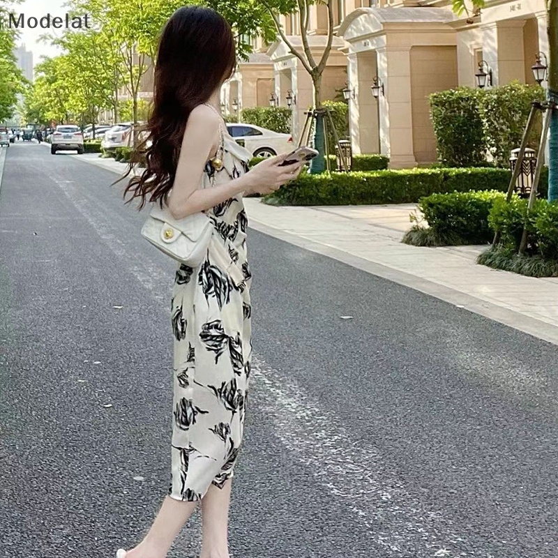 Mfc Đầm Midi Hai Dây Mỏng Mùa Hè Thanh Lịch Cho Nữ WTD