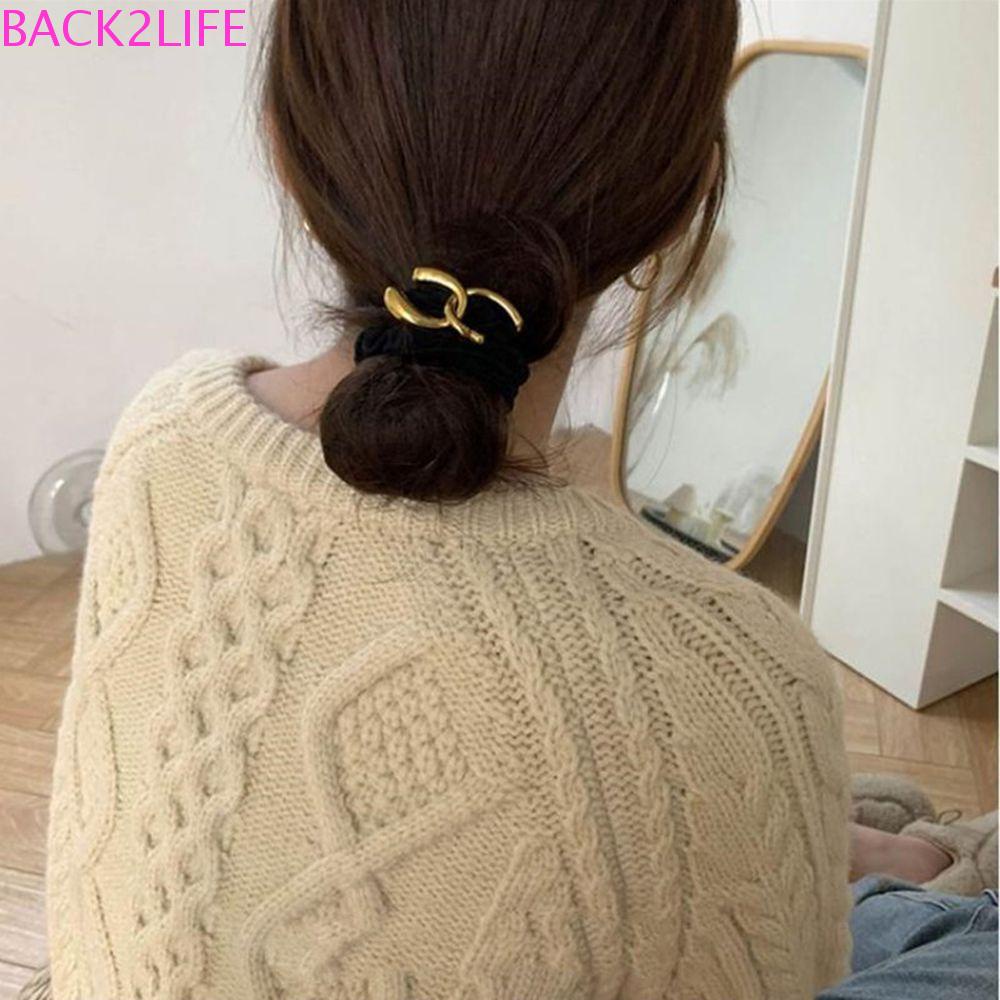 Dây Buộc Tóc Hai Lớp C Mặt Kim Loại Đơn Giản Thanh Lịch Phong Cách Hàn Quốc Cổ Điển 2life