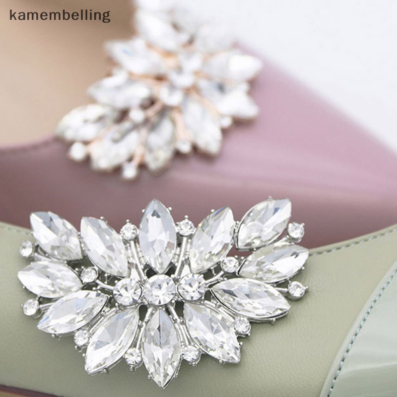 Kamembelling 1 Kẹp Đính Đá Pha Lê Lấp Lánh Trang Trí Giày Cao Gót Có Thể Tháo Rời Cho Cô Dâu