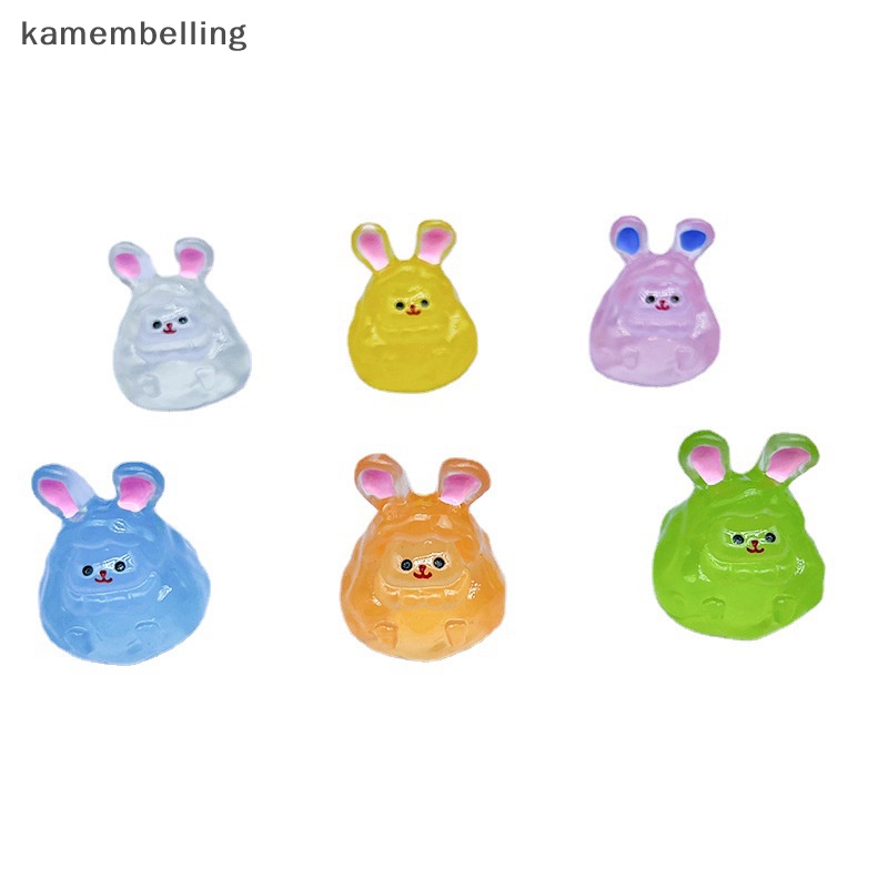 Tượng Thỏ Hoạt Hình Ba Chiều Bằng Nhựa Resin Màu Dạ Quang Để Bàn Trang Trí Nhà Cửa / Xe Hơi