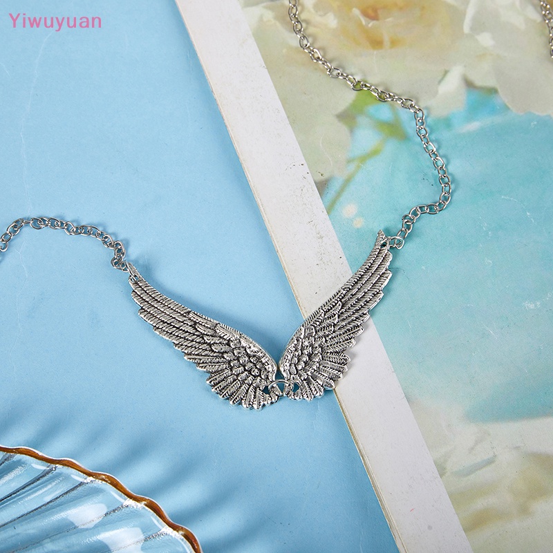 < Yiwuyuan > Vòng Cổ Dây Xích Mặt Lông Vũ Và Cánh Thiên Thần Bằng Hợp Kim Trang Sức Thời Trang Nữ Mới