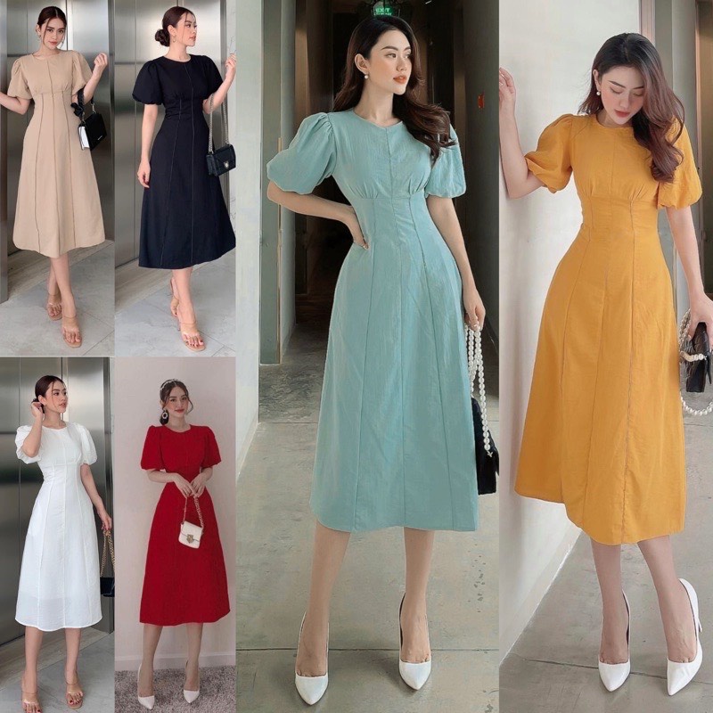 Đầm dự tiệc dạo phố công sở dự tiệc tay bí 2 lớp-NP95 BOUTIQUE