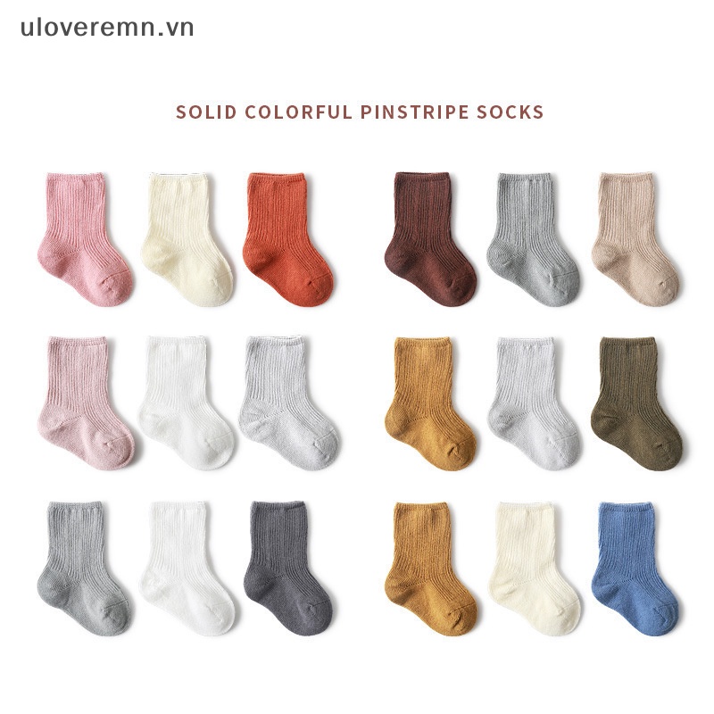 Bộ 3 Đôi Vớ Cotton Màu Sắc Thời Trang Mùa Thu Thoáng Khí Chống Trượt Cho Bé