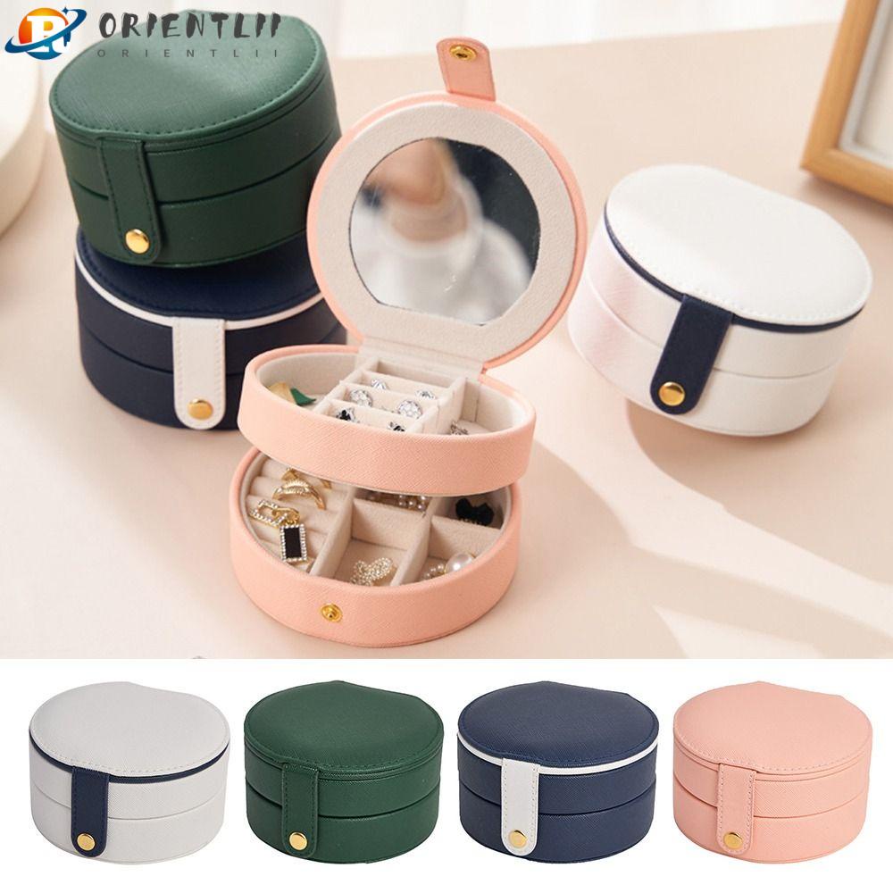 Hộp Đựng Trang Sức Hình Tròn Bằng Da PU Tiện Dụng