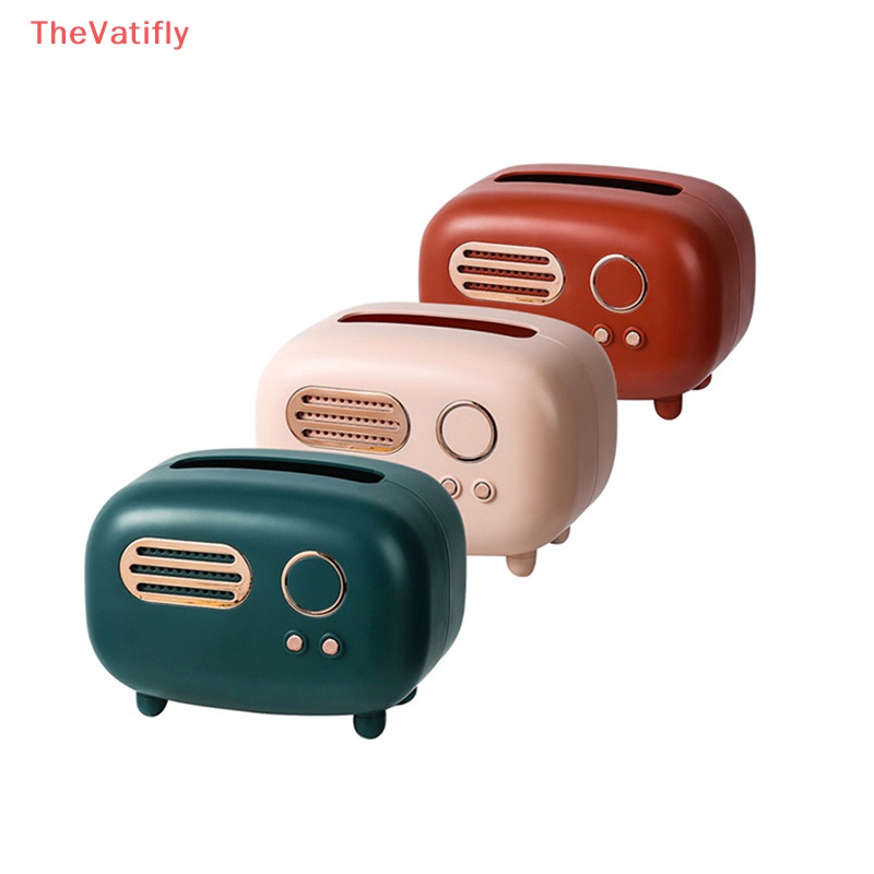 [Thevalifly] Giá Đỡ Hộp Khăn Giấy Hình Radio Cổ Điển Để Bàn Trang Trí HOT