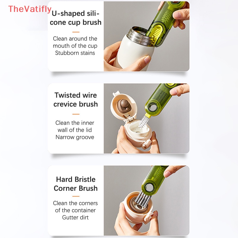 [Thevaly] Bàn Chải Khe Hở Mini 360 3 Trong 1° Bàn Chải Vệ Sinh Bình Nước Có Thể Xoay Được Tiện Dụng