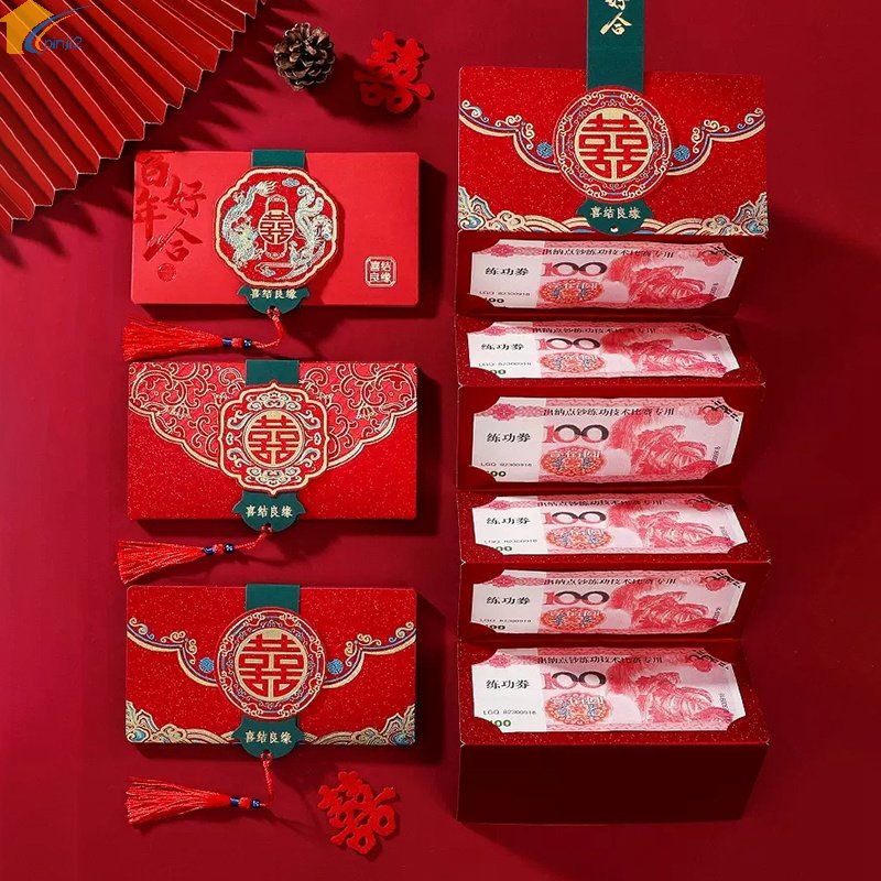 Thiệp Mời Đám Cưới / Năm Mới Màu Đỏ Có Thể Gấp Gọn Tiện Lợi