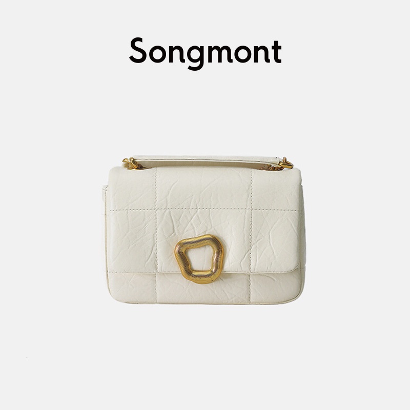 Songmont Túi Xách Da Bò Dáng Vuông Cỡ Vừa Phối Dây Xích Và Khóa Thiết Kế Phong Cách Mới777777-0524
