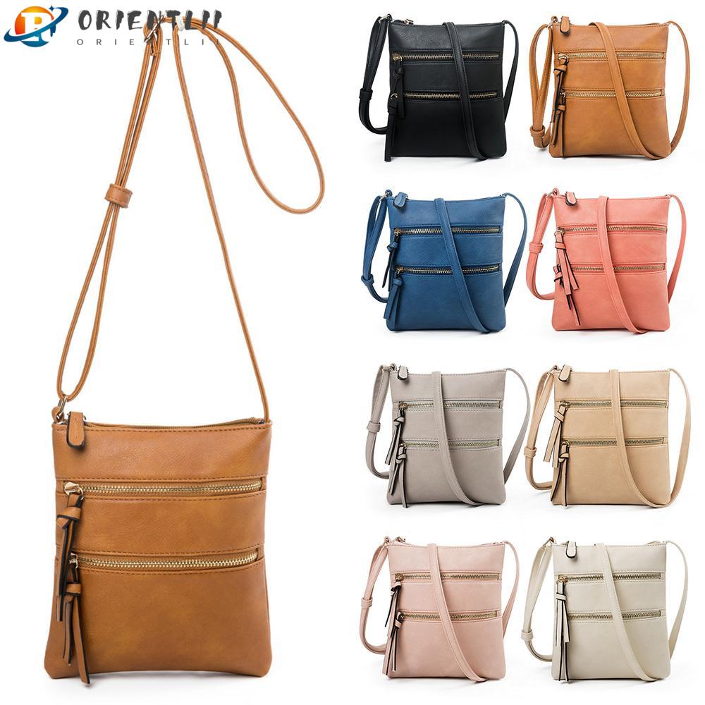 Túi Đeo Chéo Da PU Orentlii Cỡ Vừa Với Dây Đeo Điều Chỉnh Nhiều Túi Tiện Dụng Cho Nữ