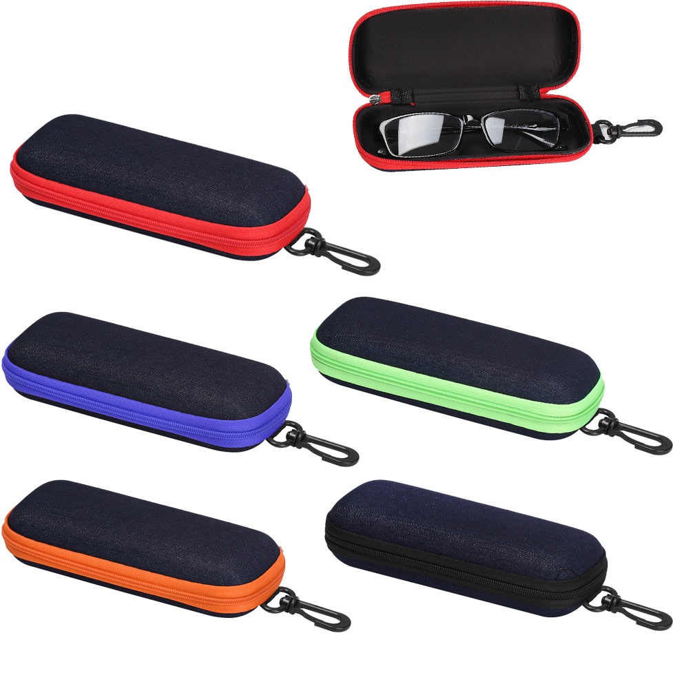 1 Hộp Đựng Mắt Kính Bằng EVA Denim Có Khóa Kéo Chống Áp Lực Thời Trang