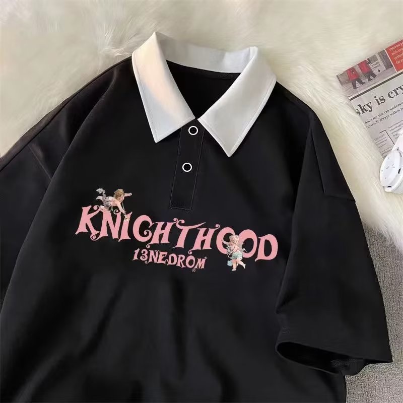 Áo Thun polo Tay Ngắn Phong Cách Đường Phố Hong Kong Thời Trang Mùa Hè Cho Nam Và Nữ