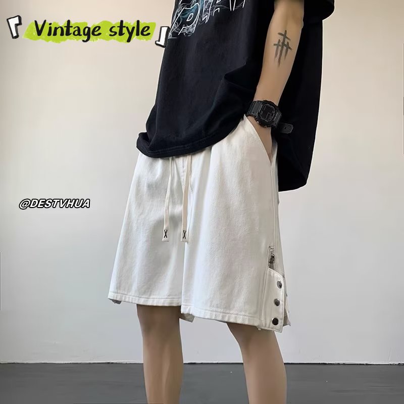 Áo Kiểu Cổ Điển Thiết Kế Trẻ Trung Cá Tính|Quần Short Lưng Cao Dáng Rộng Cài Nút Phong Cách Mỹ Thời Trang Cao Cấp Cho Nam