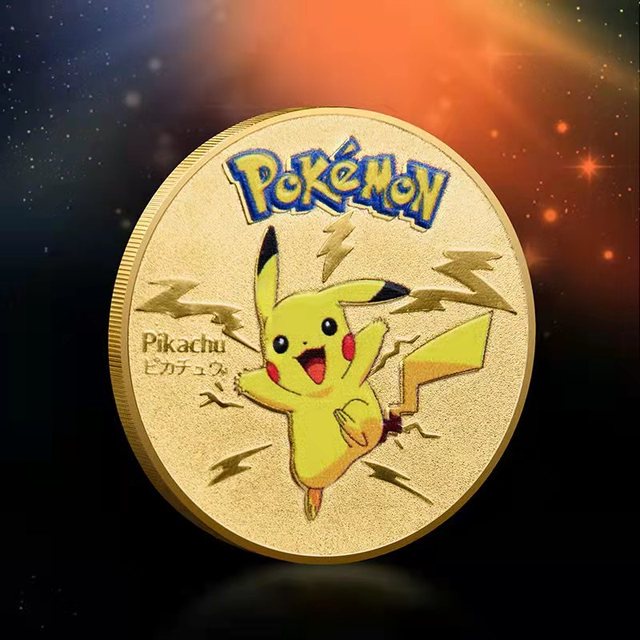 Đồng Xu Kỉ Niệm Mạ Vàng In Hình Pokemon Pikachu Đáng Yêu Cho Bé