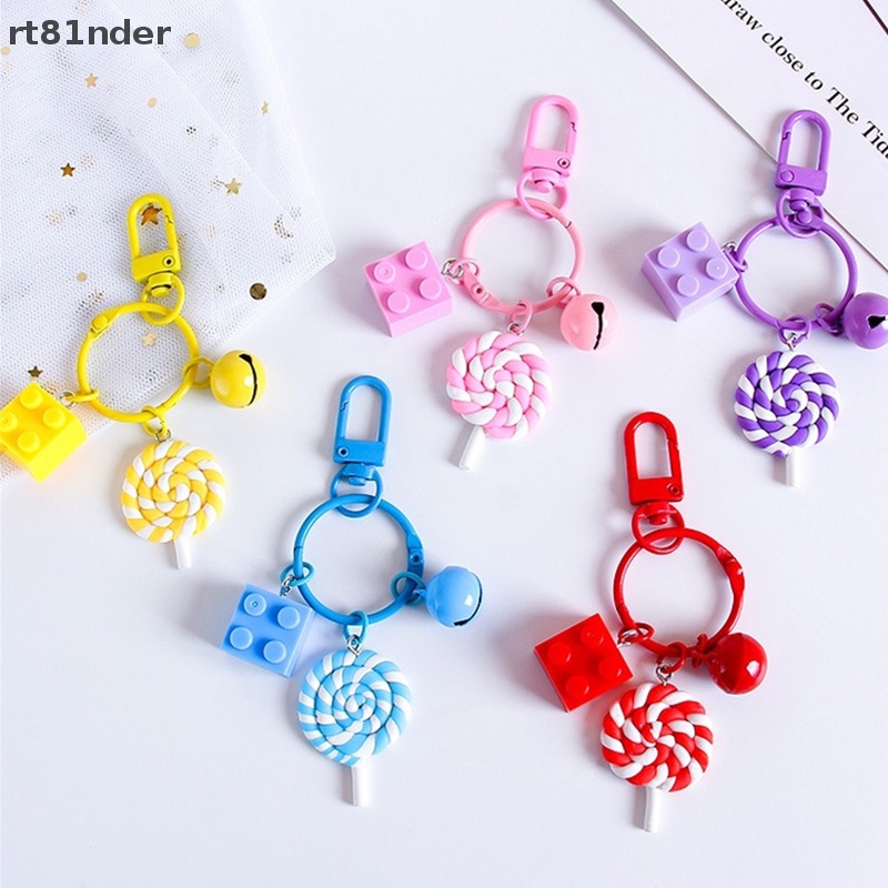 Rt Phụ Kiện Móc Khóa Hình Kẹo Mút Phối Chuông Nhiều Màu Dễ Thương Trang Trí Ba Lô / Ô Tô / Túi Xách