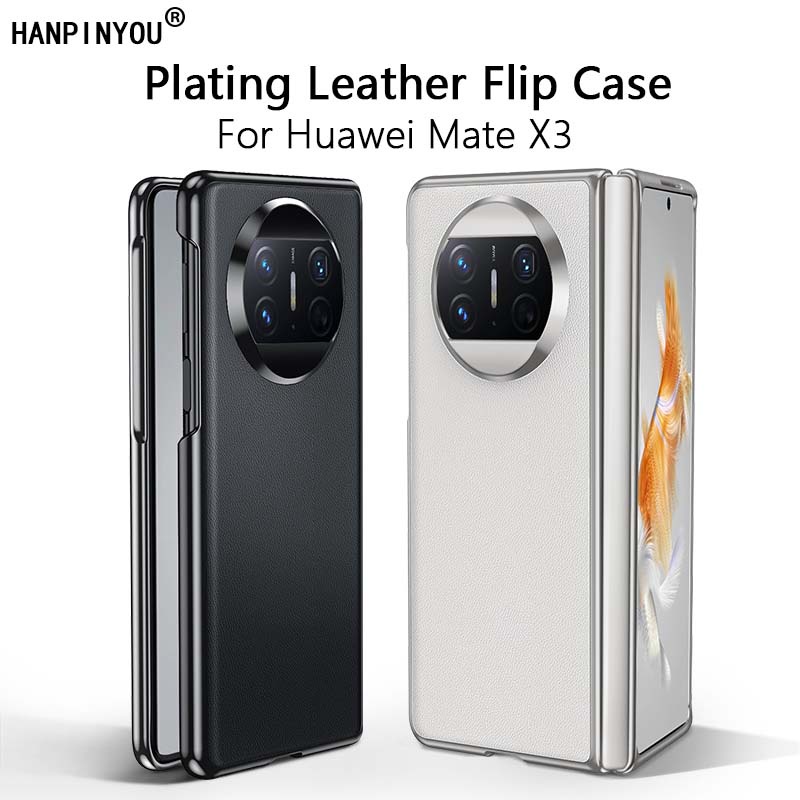 Ốp Điện Thoại Nắp Gập Bằng Da Siêu Mỏng Chống Dấu Vân Tay Sang Trọng Cho Huawei Mate X3