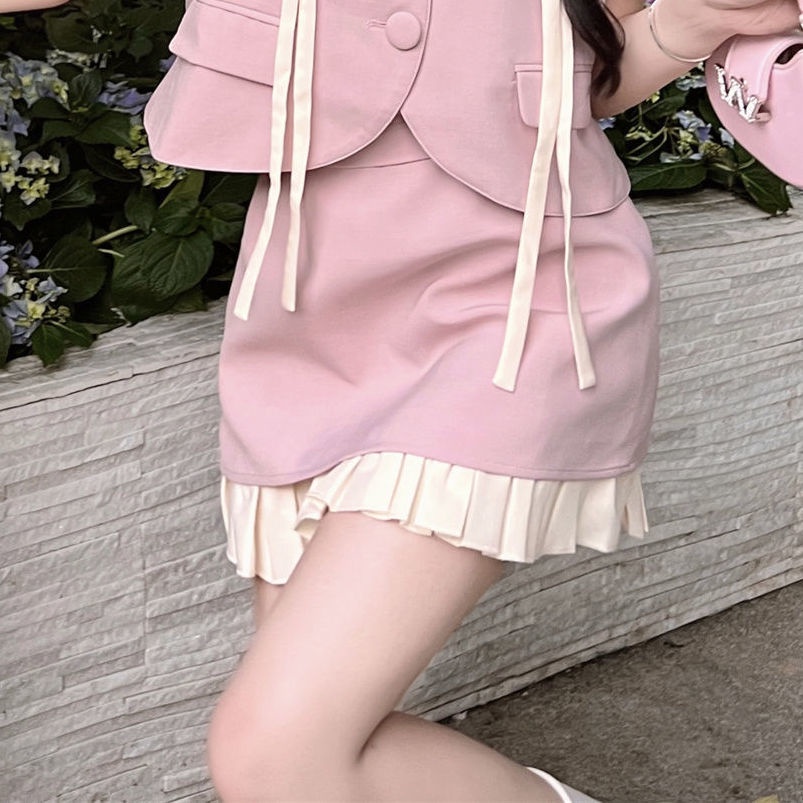 Mnefokc Set 2 Món Thiết Kế Phong Cách Tiểu Thư, Màu Hồng Ngọt Ngào Nữ Tính Dành Riêng Cho Bạn Gái