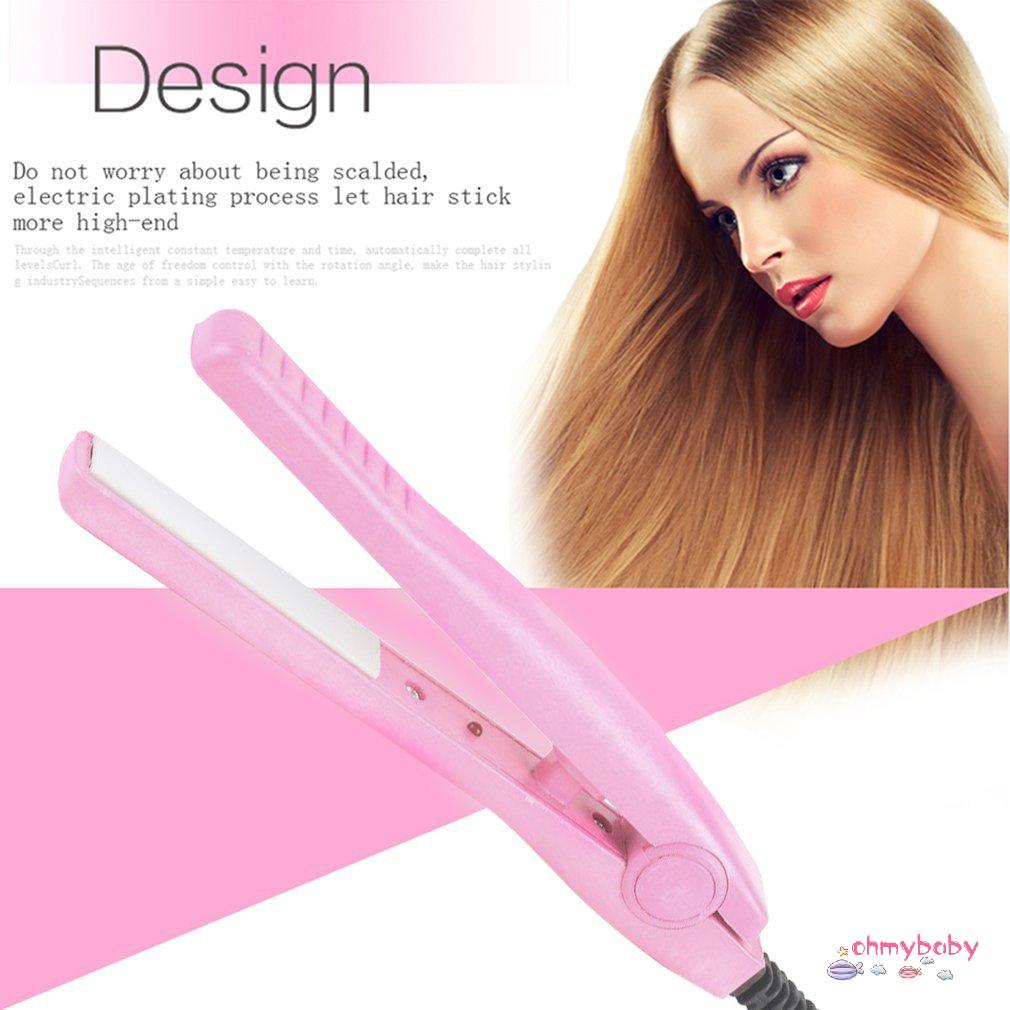 [OMB] Chuyên Nghiệp Mini Tóc Sắt Hồng Gốm Điện Tử Sợi Duỗi Dụng Cụ Tạo Kiểu Sử Tại Nhà Với Màu [Z/7]