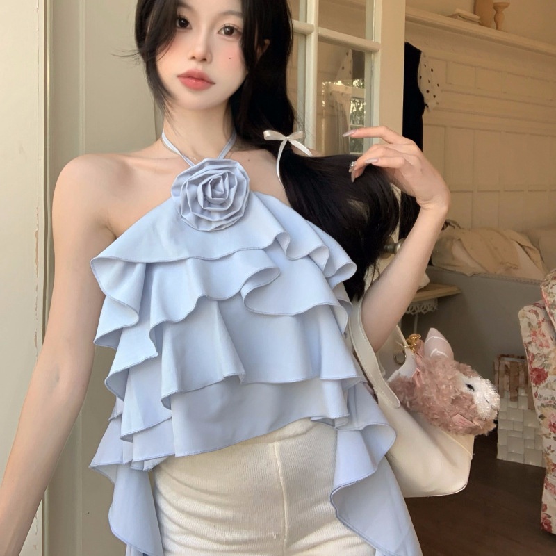 Áo Lửng Hai Dây Họa Tiết Hoa Hồng Thời Trang Quyến Rũ Dành Cho Nữ