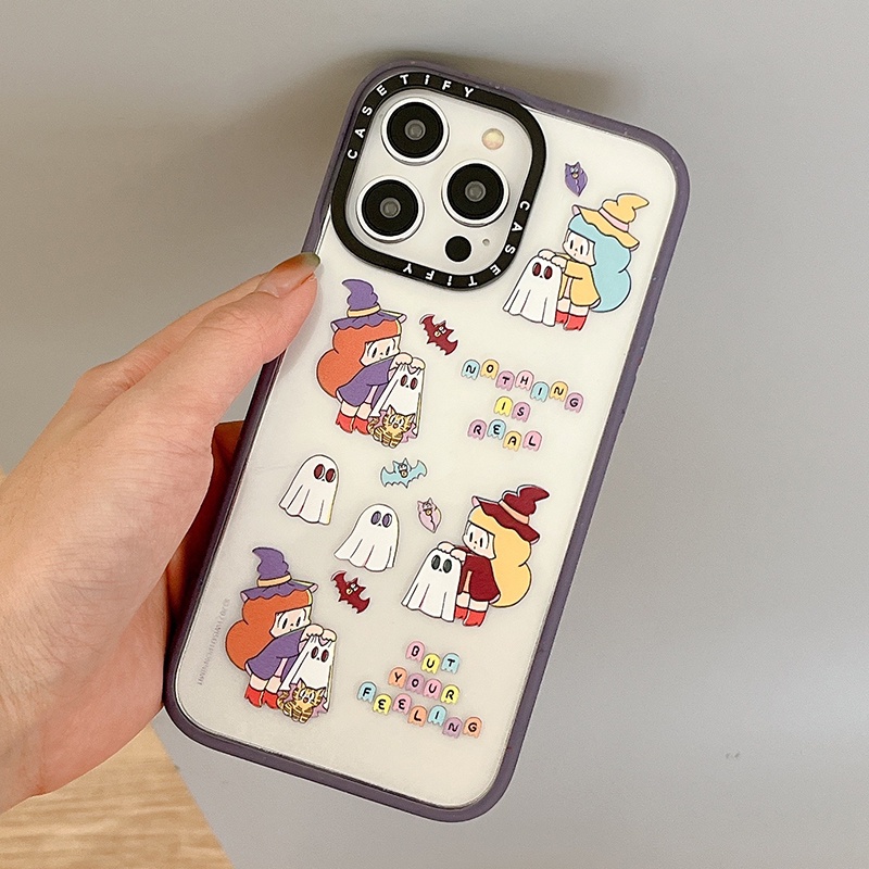 Ốp Điện Thoại Acrylic Cứng Chống Sốc In Hình Cô Gái Và Ma Dễ Thương Cho Iphone 14 / 13 / 12 / 11 / Pro / Max