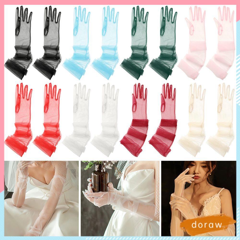 1 Đôi Găng Tay Vải Tuyn Dài Thời Trang Dành Cho Cô Dâu