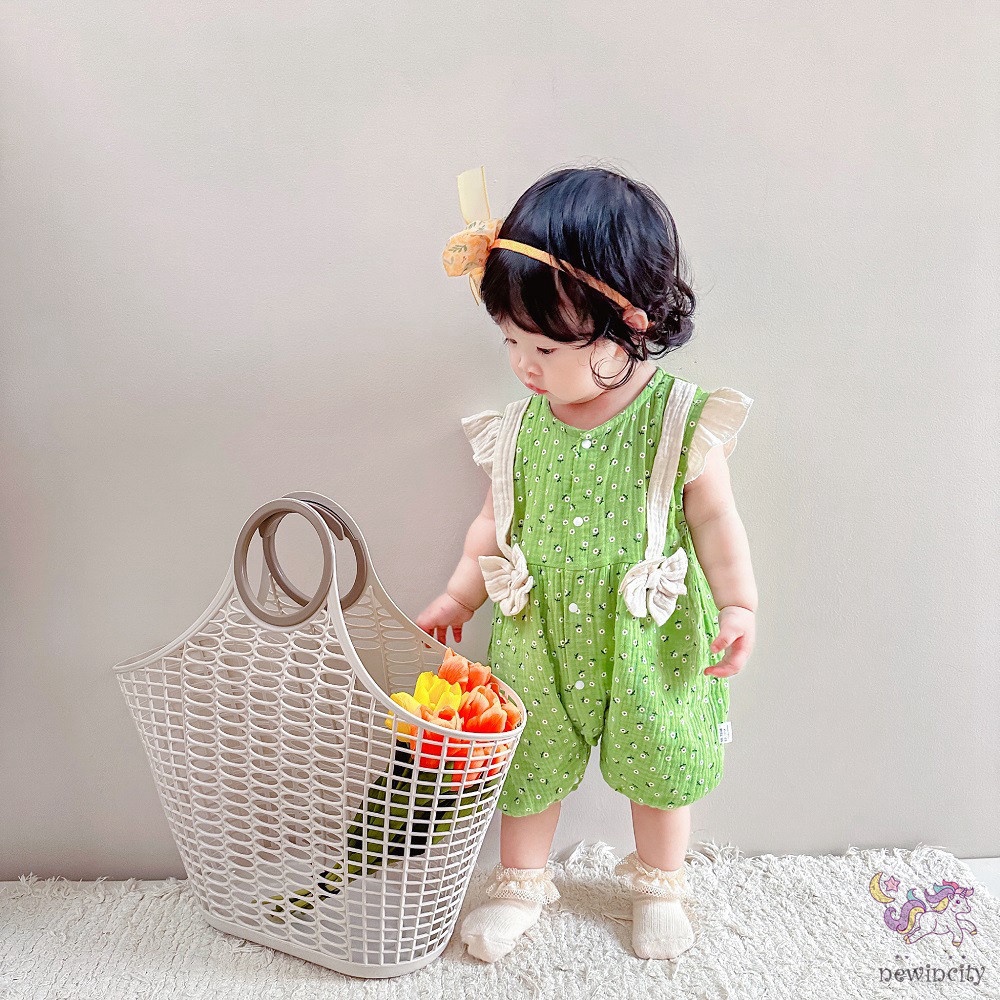 Bộ Áo Liền Quần Bằng Cotton Mỏng Toàn Diện Thời Trang Mùa Hè Phong Cách Hàn Quốc Cho Bé Gái