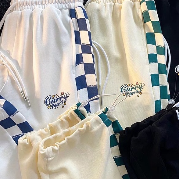 Quần Dài Ống Rộng Họa Tiết Caro Màu Nhuộm Phong Cách Hip Hop Đường Phố Cho Nữ