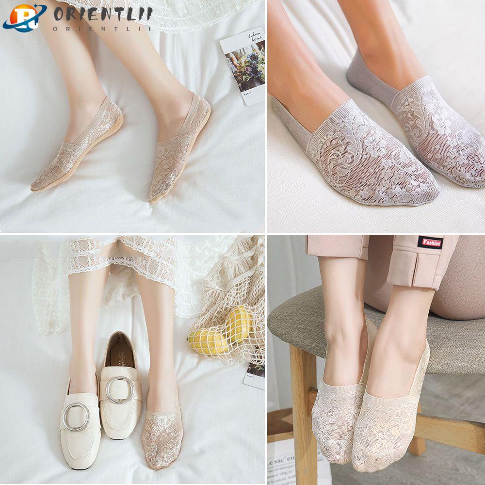 Đôi Vớ Thuyền Chống Trượt Phối Ren Hoa Thời Trang