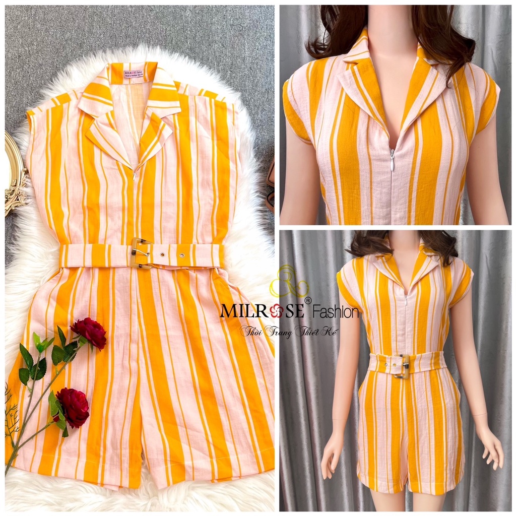 Jumplaysuit(Bay) Ngắn Sọc Vàng 