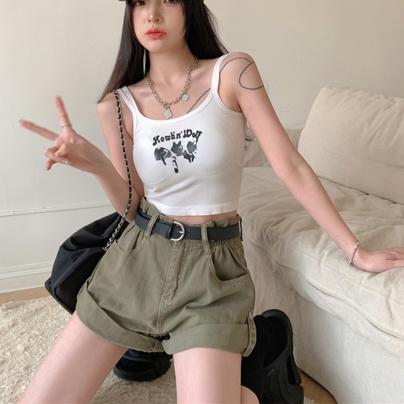 Áo Không Tay Dáng Ngắn Form Ôm In Họa Tiết Thời Trang Mùa Hè Mới Cho Nữ