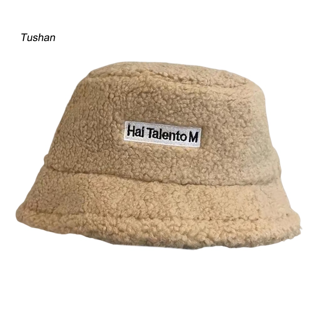 Mũ Ngư Dân Vành Ngắn Bằng Lông Cừu Nhân Tạo Mềm Mại Màu Trơn Giữ Ấm Mùa Đông Cho Nữ