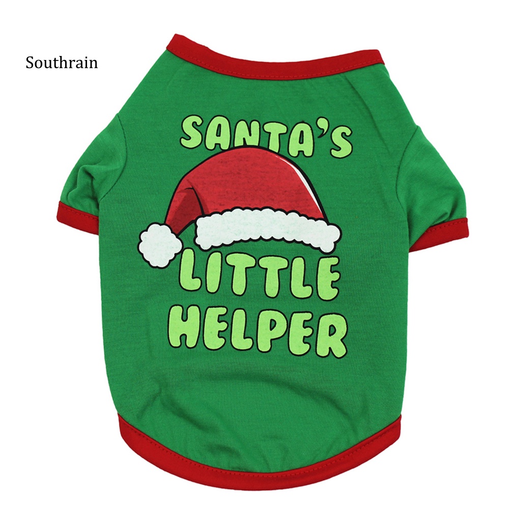 Áo Thun In Họa Tiết Giáng Sinh Màu Xanh Lá Thời Trang Mùa Hè Cho Cún Cưng