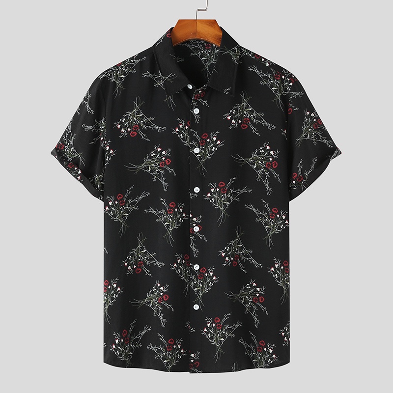 INCERUN Áo Sơ Mi Ngắn Tay Nhiều Màu Sắc Tươi Sáng Đơn Giản Cho Nam