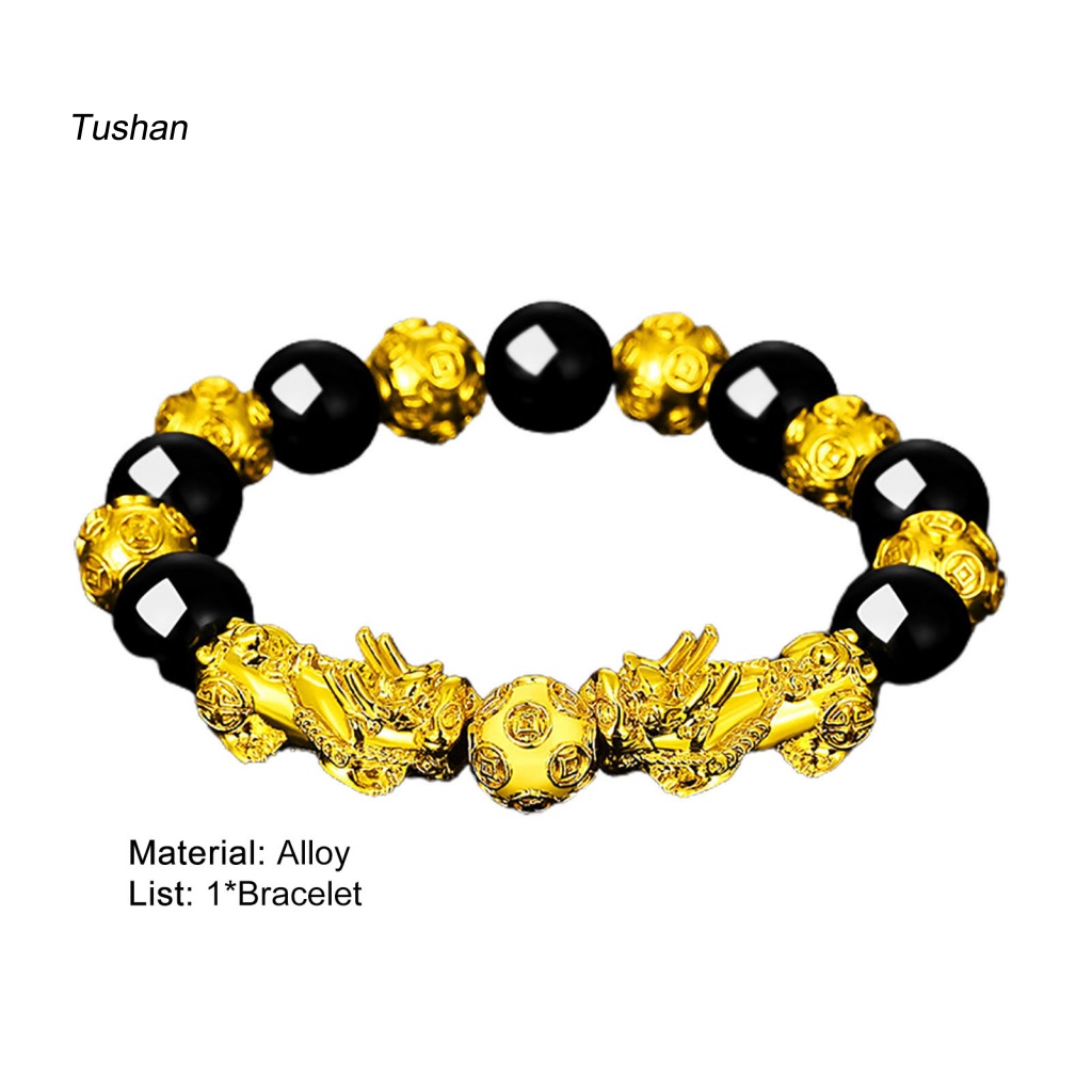 Vòng Tay Chuỗi Hạt Đá Obsidian Tự Nhiên May Mắn Cho Nam Và Nữ