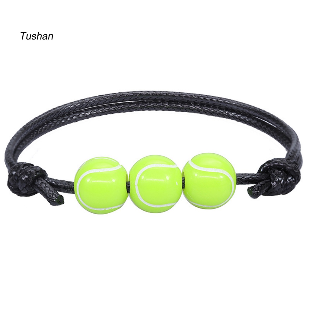 [Ts] Vòng Đeo Tay Thể Thao Dây Bện Gắn Bóng Bầu Dục Có Thể Điều Chỉnh Thời Trang Unisex