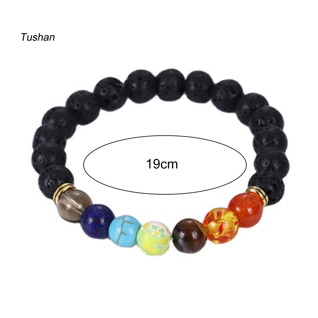 [Ts] Vòng Tay Chuỗi Hạt Đá Núi Lửa Nhiều Màu Sắc Co Giãn Trang Trí Giảm Căng Thẳng Dễ Phối Đồ Làm Quà Tặng