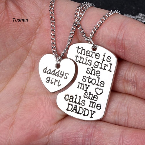 Set 2 Dây Chuyền Mặt Trái Tim Khắc Chữ Thời Trang Ấn Tượng