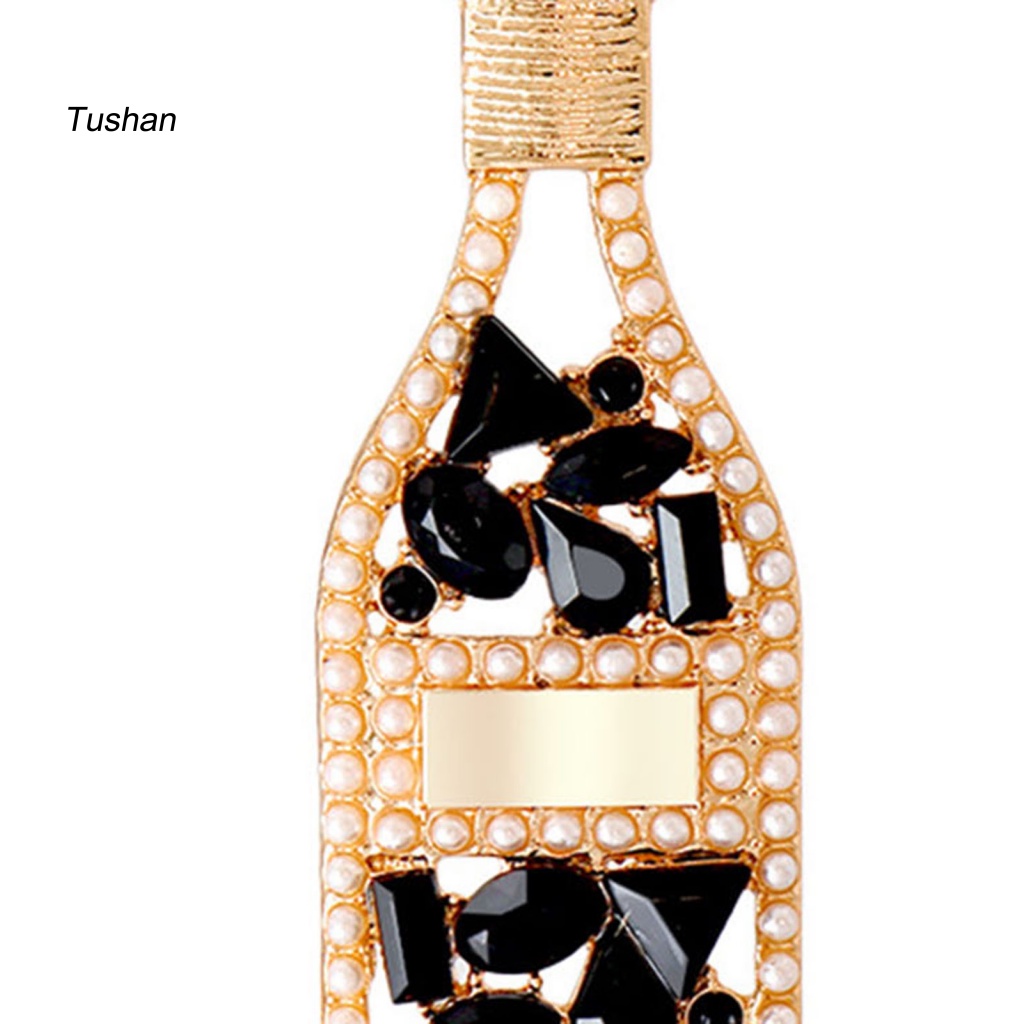 1 Đôi Bông Tai Hình Chai Rượu Đính Đá Phong Cách Vintage Dành Cho Nữ