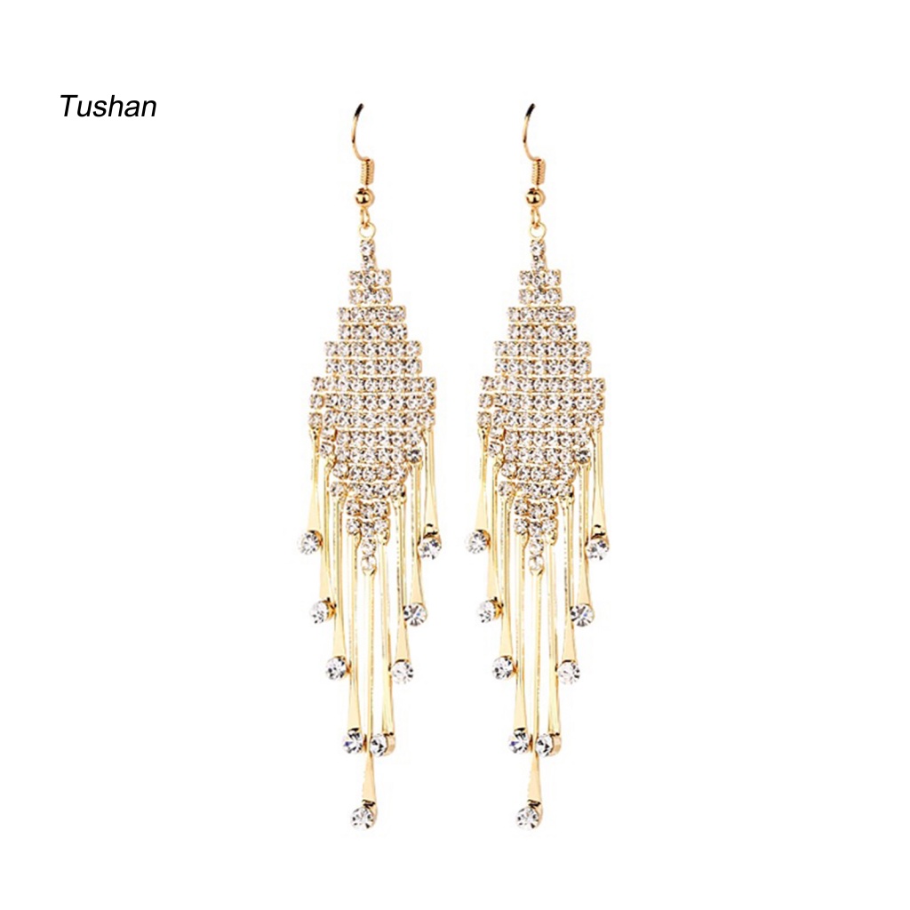 1 Đôi Bông Tai Tua Rua Đính Đá Thời Trang