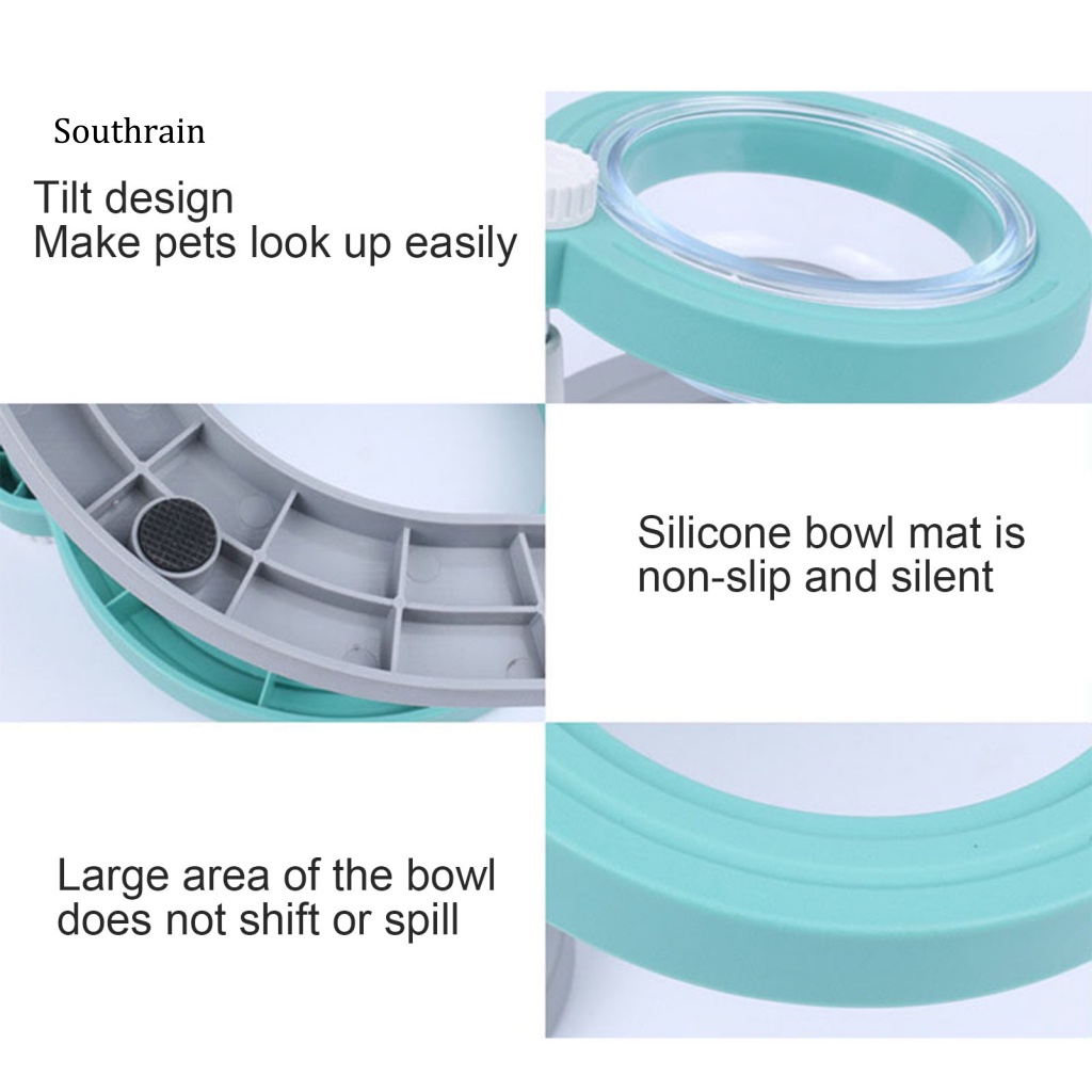 Bát Đựng Thức Ăn Di Động Xoay Được Có Thể Điều Chỉnh Cho Thú Cưng