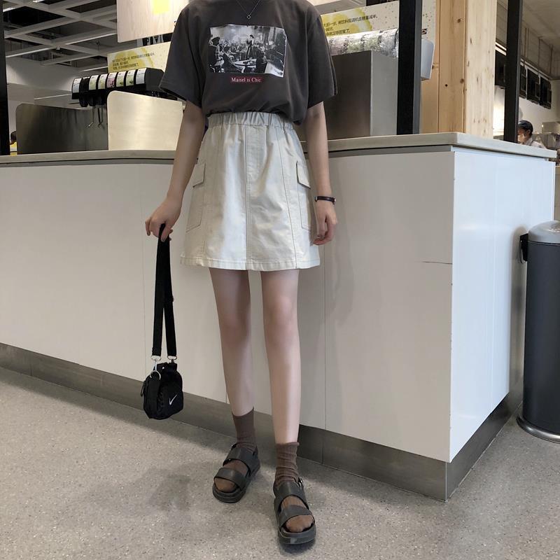 Chân Váy Phối Túi Phong Cách Retro Hàn Quốc Cho Nữ