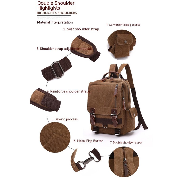 Túi Đeo Chéo Ngực Vải Canvas Phong Cách Thời Trang Mới Phù Hợp Cho Nam Và Nữ