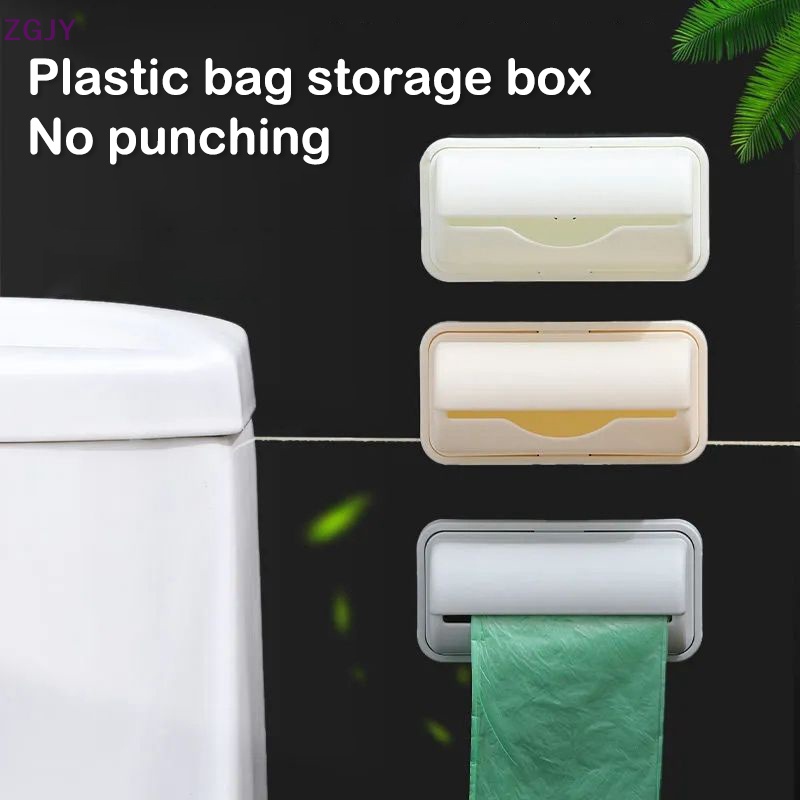 Hộp Đựng Túi Rác Gắn Tường Bằng Nhựa Màu Trơn Tiện Dụng Cho Nhà Bếp / Phòng Tắm Mới