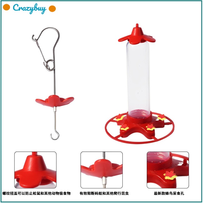 Cr Hộp Đựng Thức Ăn 5 Ngăn Có Móc Treo Tiện Dụng Cho Chim Cảnh / Sân Vườn