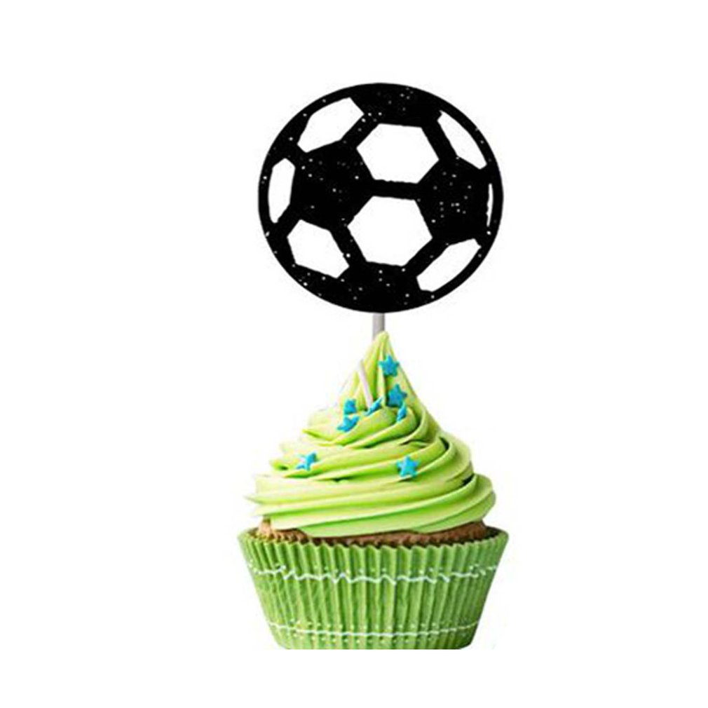 =Christmas=7pcs Football Cupcake Toppers Wrappers Kit World Cups Footballs Cake Insert
