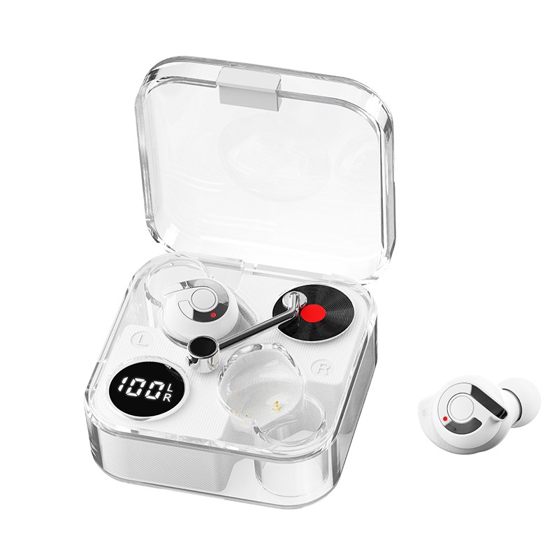 Tai Nghe Không Dây E89 TWS Bluetooth 5.3 Mini Trong Suốt Màn Hình Kỹ Thuật Số Phong Cách Retro